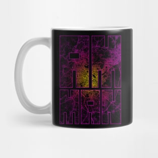 Amman, Jordan City Map Typography - Neon Mug